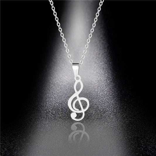 Stainless Steel Musical Note Pendant Necklace by HitMyNeed