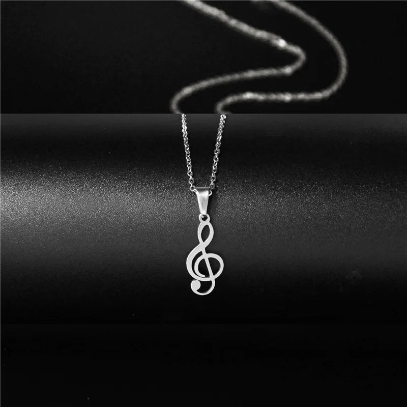 Stainless Steel Musical Note Pendant Necklace by HitMyNeed