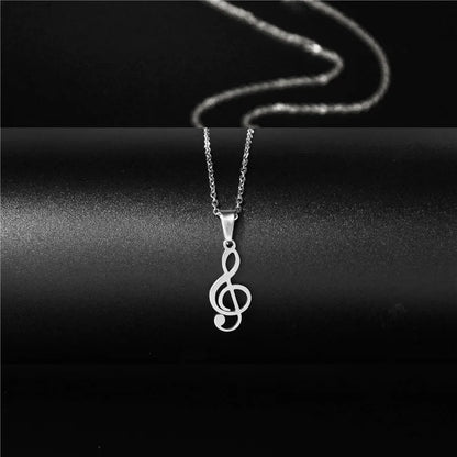 Stainless Steel Musical Note Pendant Necklace by HitMyNeed