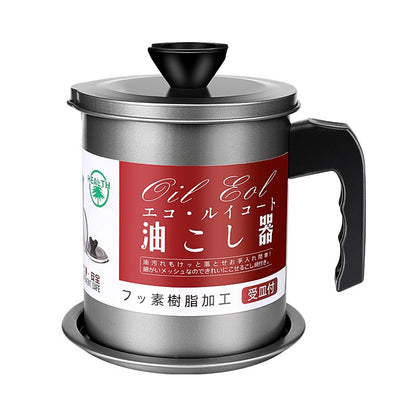 Stainless Steel Oil Strainer Pot with Lid - 1.4L by HitMyNeed