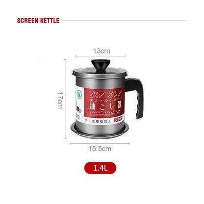 Stainless Steel Oil Strainer Pot with Lid - 1.4L by HitMyNeed
