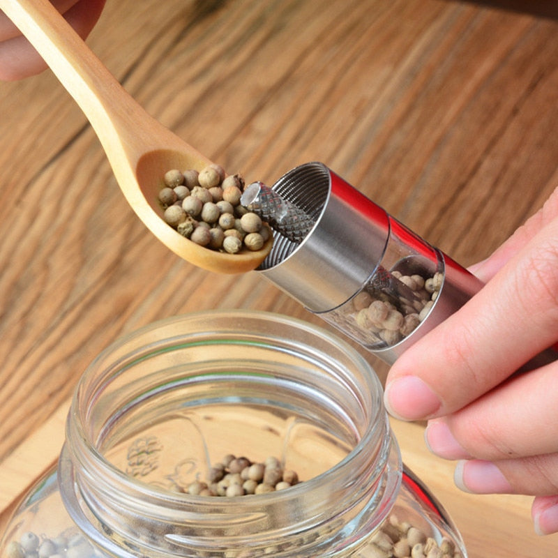 Stainless Steel One-Handed Pepper Mill Grinder by HitMyNeed