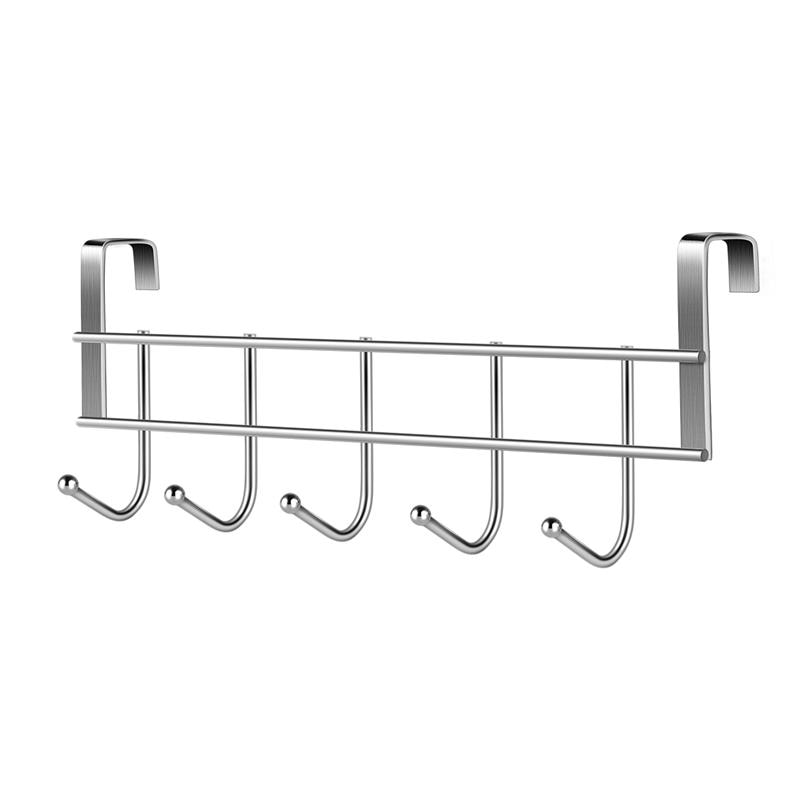 Stainless Steel Over the Door Hooks, 5 Hook Rail by HitMyNeed