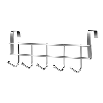 Stainless Steel Over the Door Hooks, 5 Hook Rail by HitMyNeed