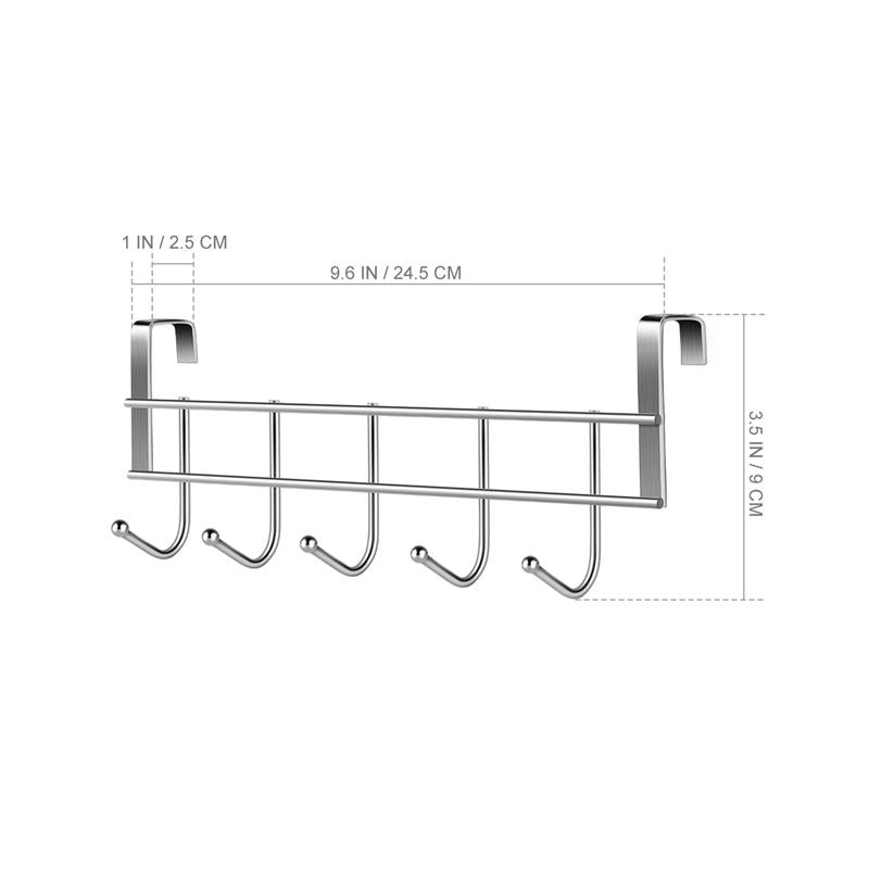 Stainless Steel Over the Door Hooks, 5 Hook Rail by HitMyNeed