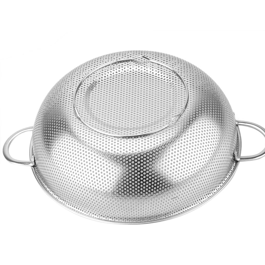 Stainless Steel Pasta Drainer with Dual Handles 28.5cm by HitMyNeed