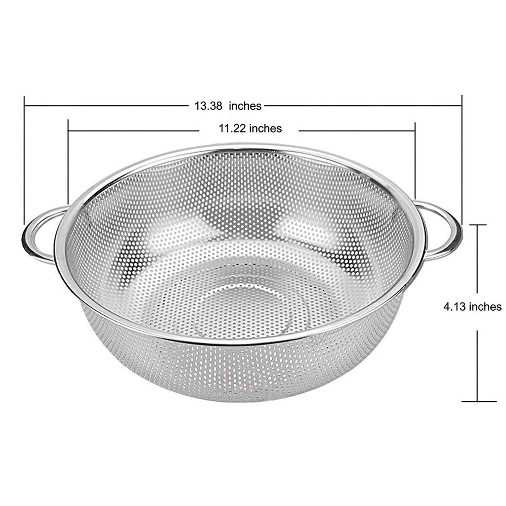 Stainless Steel Pasta Drainer with Dual Handles 28.5cm by HitMyNeed