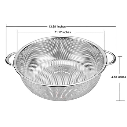 Stainless Steel Pasta Drainer with Dual Handles 28.5cm by HitMyNeed