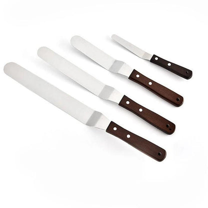 Stainless Steel Pastry Spatula with Wooden Handle Angled 4inch by HitMyNeed