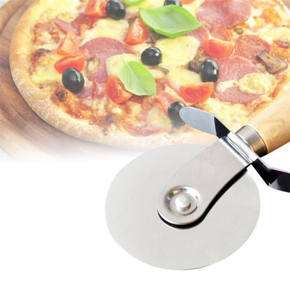Stainless Steel Pizza Cutter Wheel with Wooden Handle by HitMyNeed