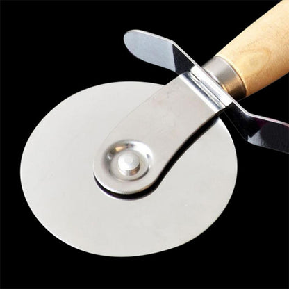 Stainless Steel Pizza Cutter Wheel with Wooden Handle by HitMyNeed
