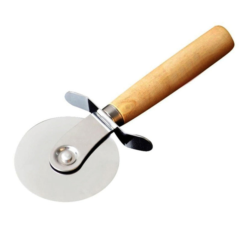 Stainless Steel Pizza Cutter Wheel with Wooden Handle by HitMyNeed