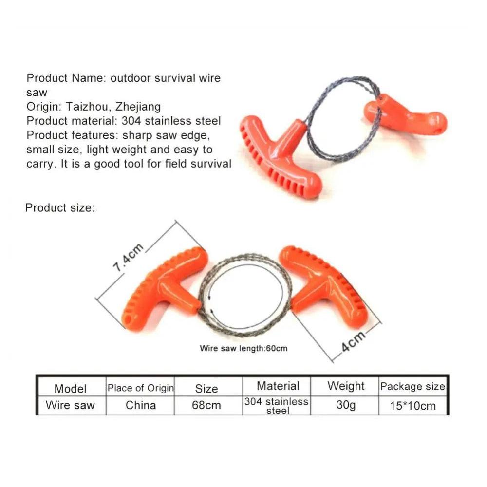 Stainless Steel Pocket Wire Saw - 70cm Orange by HitMyNeed