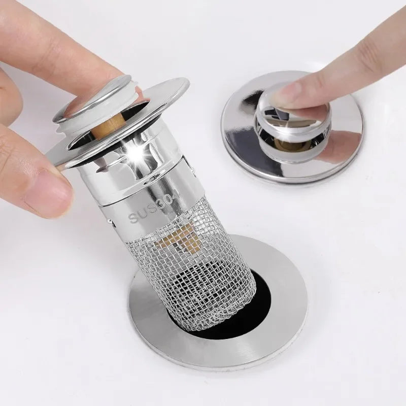Stainless Steel Pop-Up Drain Stopper & Hair Catcher by HitMyNeed