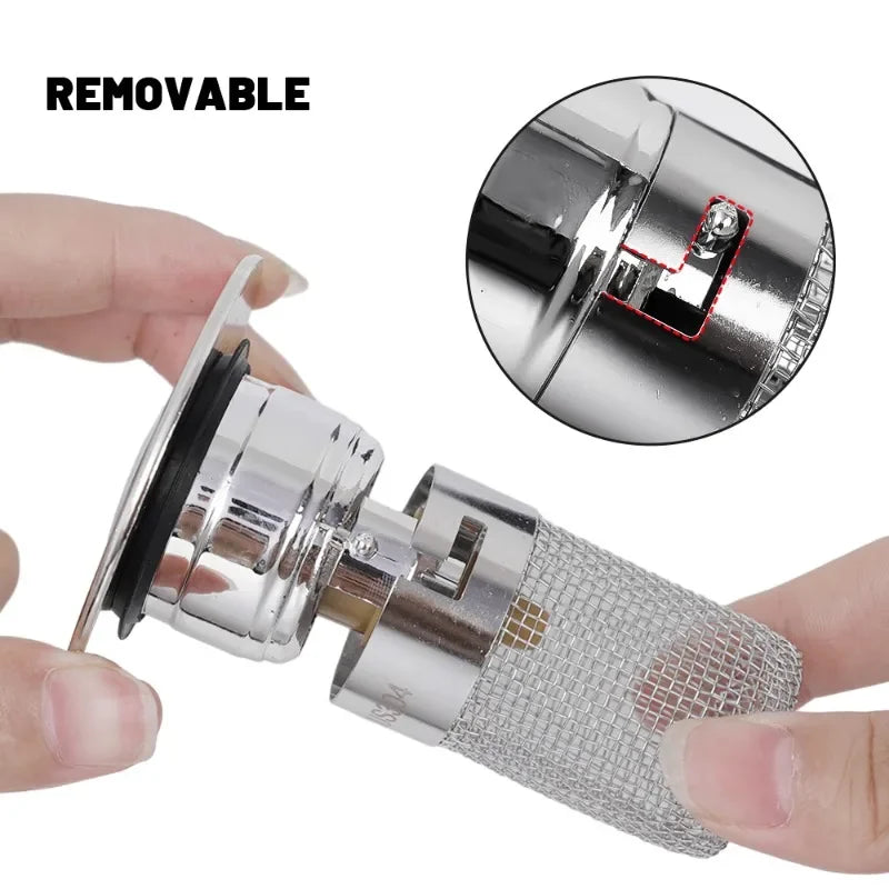 Stainless Steel Pop-Up Drain Stopper & Hair Catcher by HitMyNeed