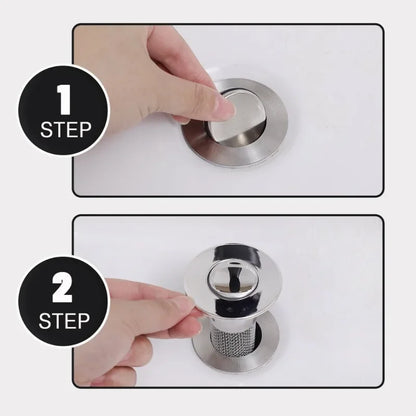 Stainless Steel Pop-Up Drain Stopper & Hair Catcher by HitMyNeed