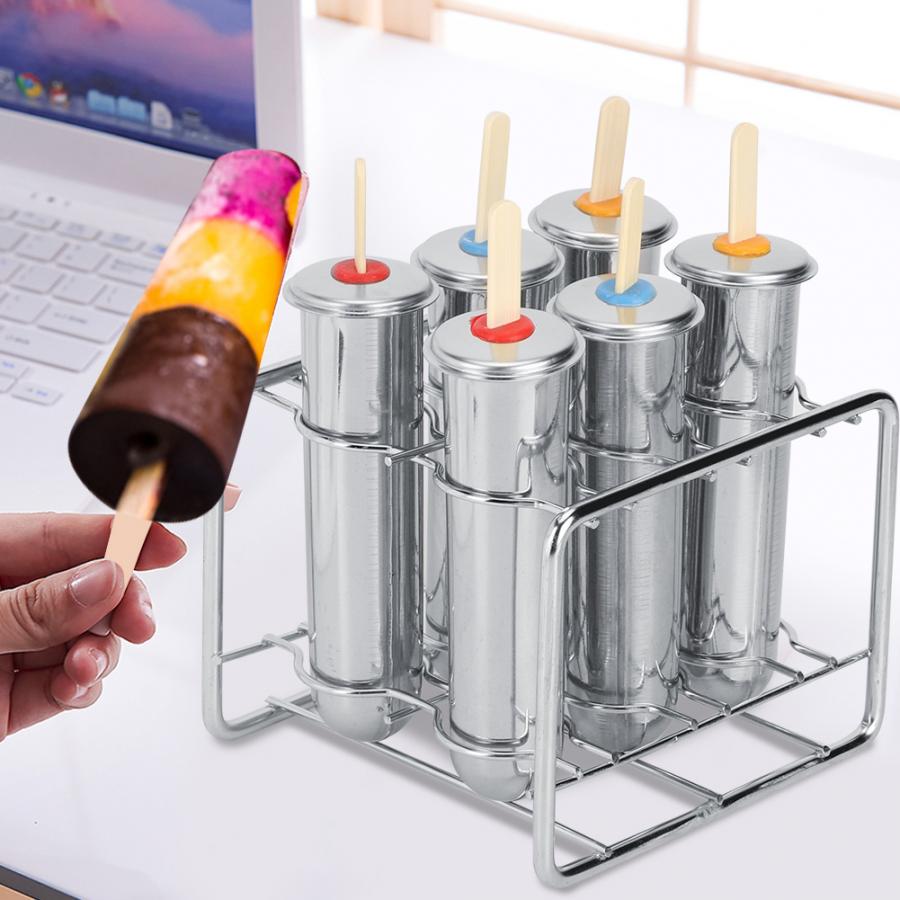 Stainless Steel Popsicle Molds Set (6-Cavity Rack) by HitMyNeed