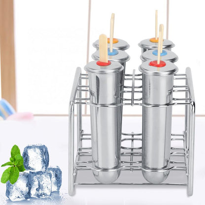 Stainless Steel Popsicle Molds Set (6-Cavity Rack) by HitMyNeed