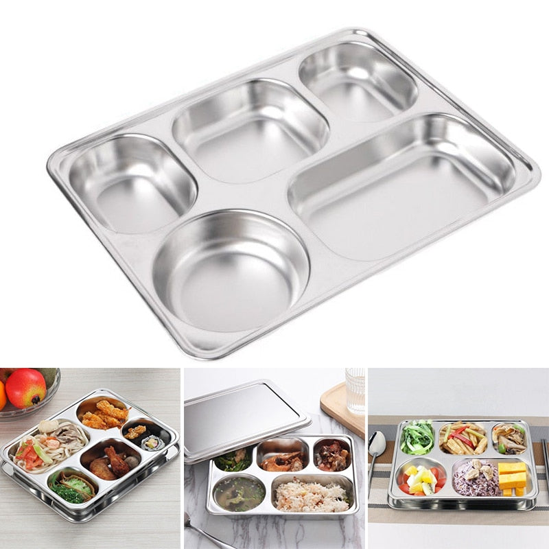 Stainless Steel Portion Control Plate with Lid by HitMyNeed