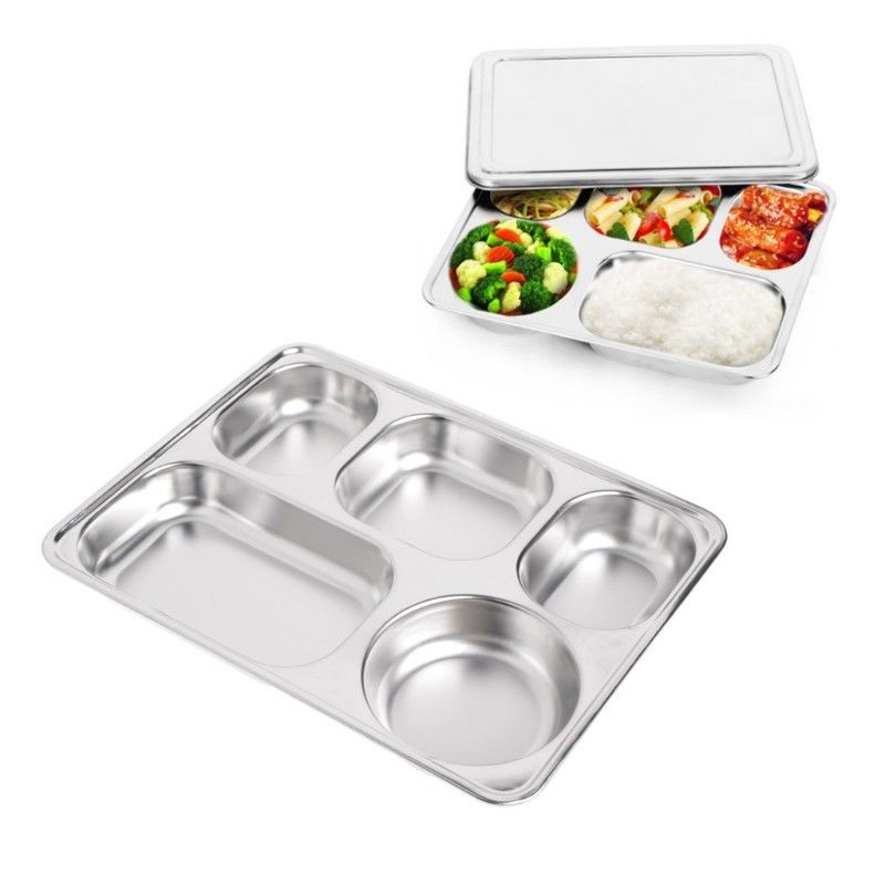 Stainless Steel Portion Control Plate with Lid by HitMyNeed