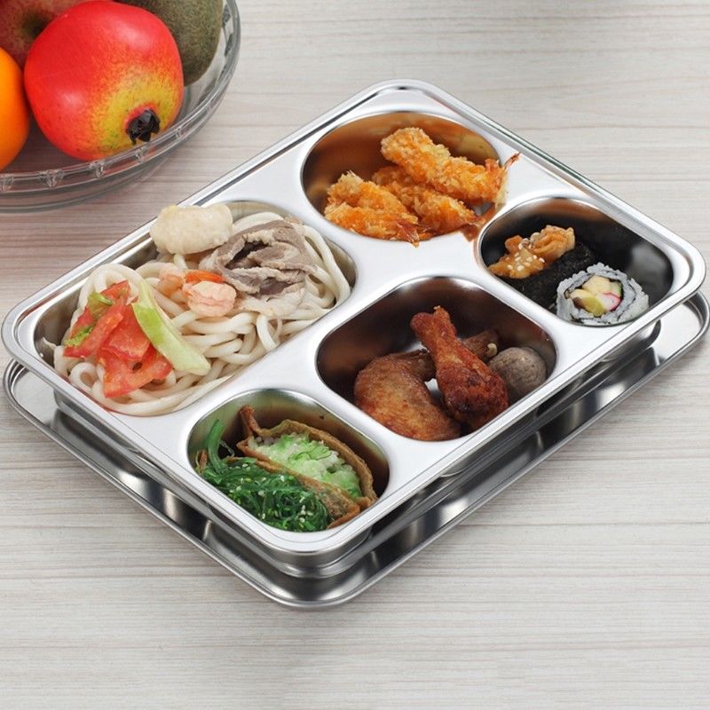 Stainless Steel Portion Control Plate with Lid by HitMyNeed