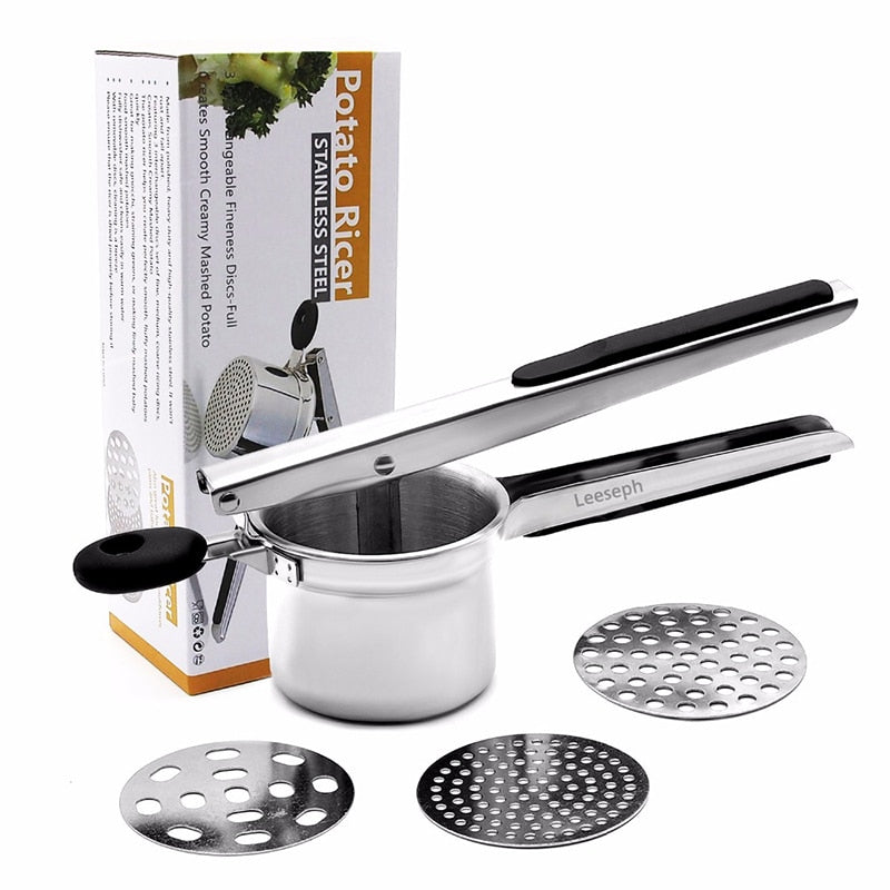 Stainless Steel Potato Ricer with 3 Discs by HitMyNeed