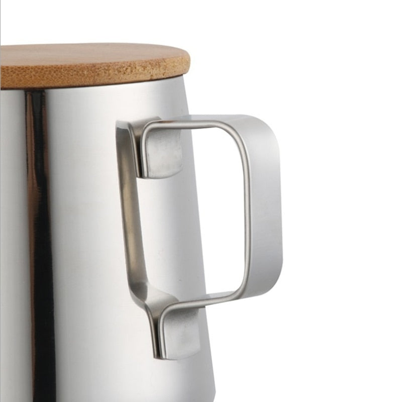 Stainless Steel Pour Over Kettle with Wooden Lid 350ml by HitMyNeed