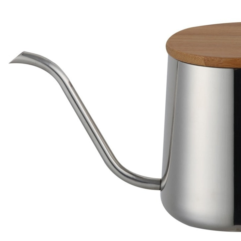 Stainless Steel Pour Over Kettle with Wooden Lid 350ml by HitMyNeed