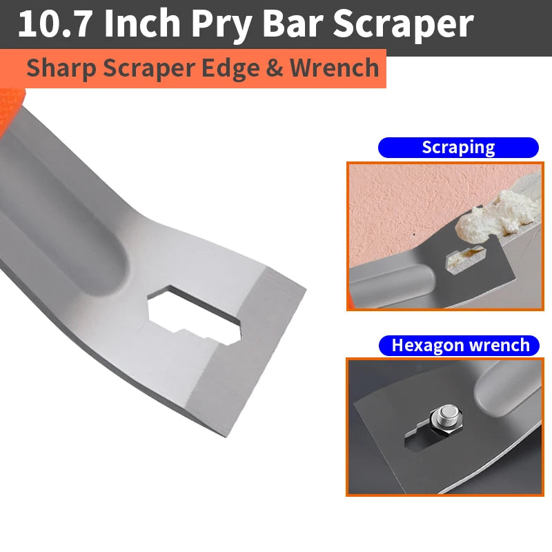 Stainless Steel Pry Bar with Hex Socket & Nail Puller by HitMyNeed