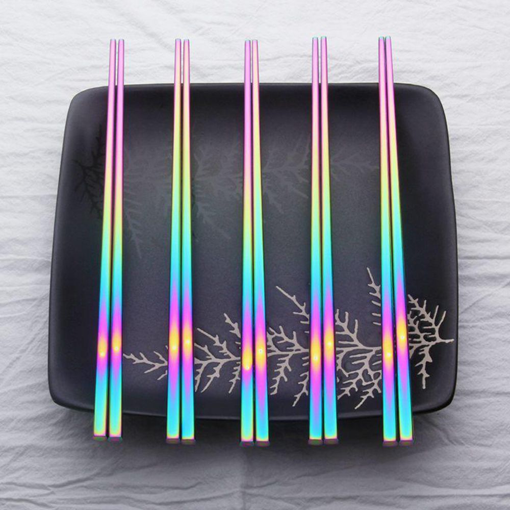 Stainless Steel Rainbow Chopsticks - 1 Pair by HitMyNeed