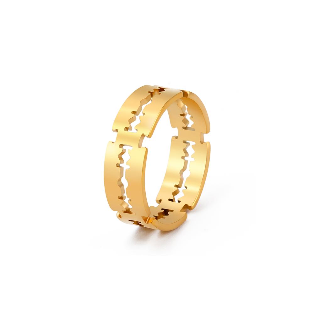 Stainless Steel Razor Blade Ring for Men & Women 8 gold-color by HitMyNeed