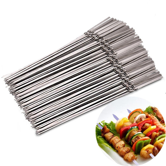 Stainless Steel Reusable Metal Skewers Set, 15 Pack by HitMyNeed