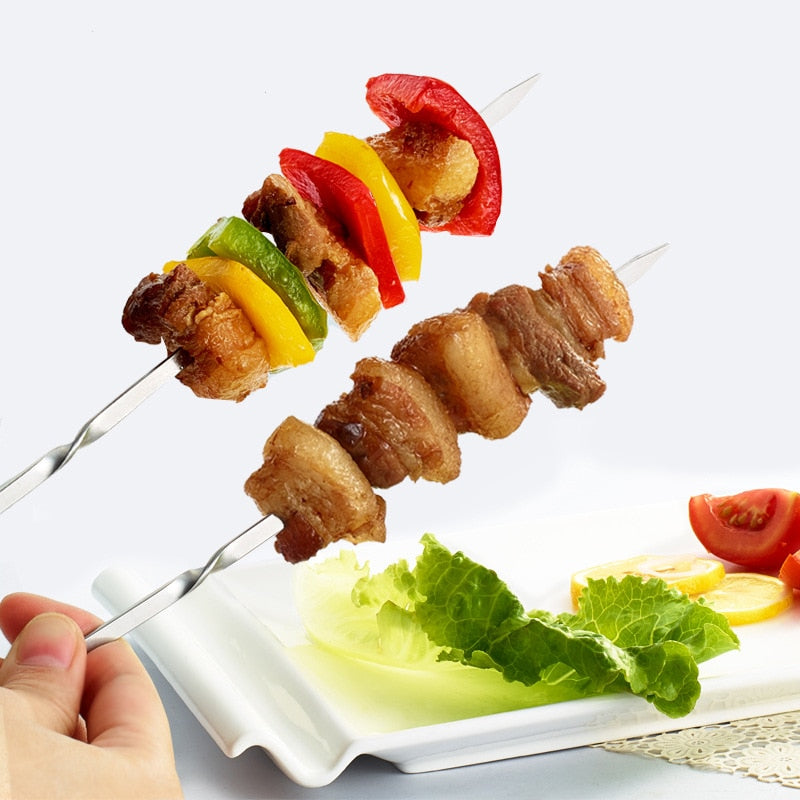 Stainless Steel Reusable Metal Skewers Set, 15 Pack by HitMyNeed