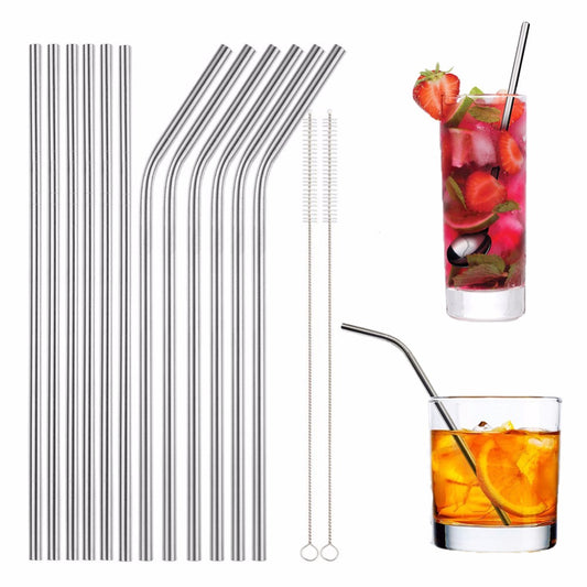Stainless Steel Reusable Straws Set of 4 with Brush by HitMyNeed