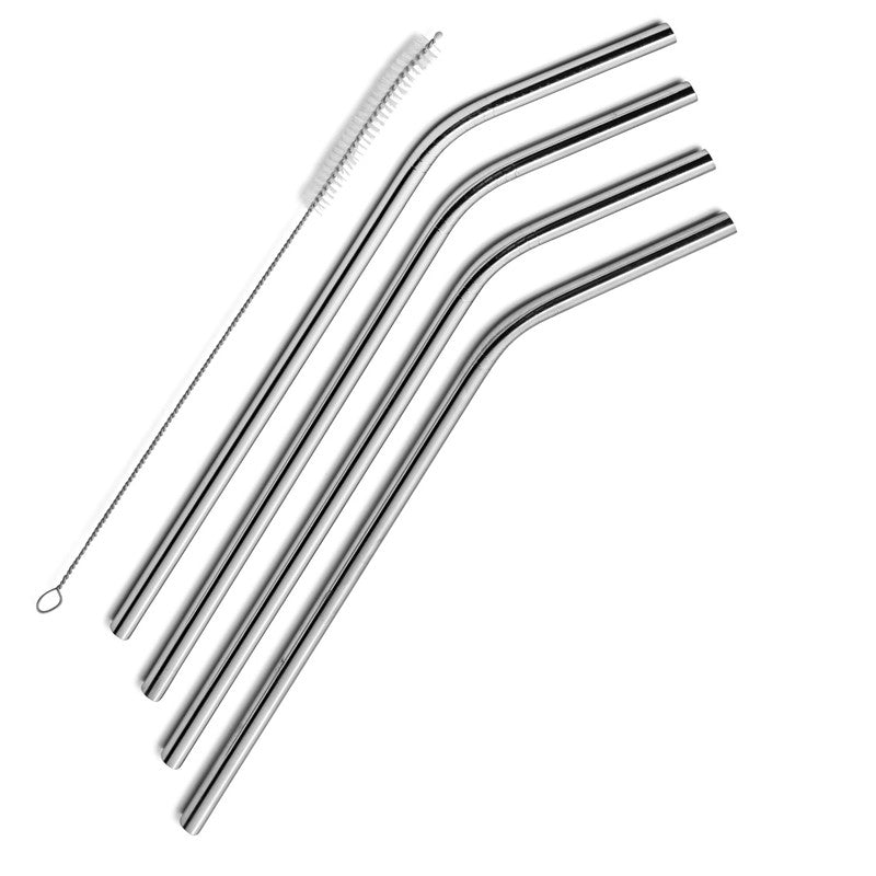 Stainless Steel Reusable Straws Set of 4 with Brush by HitMyNeed