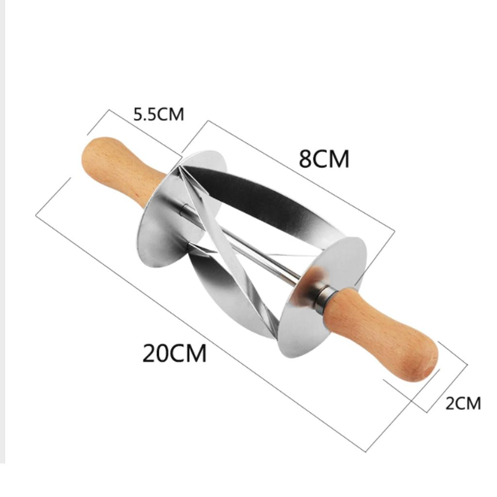 Stainless Steel Rolling Dough Cutter with Wooden Handle by HitMyNeed