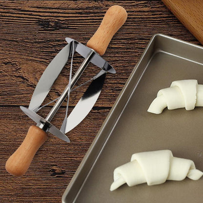 Stainless Steel Rolling Dough Cutter with Wooden Handle by HitMyNeed