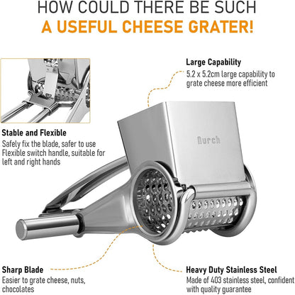Stainless Steel Rotating Cheese Grater with Drums by HitMyNeed