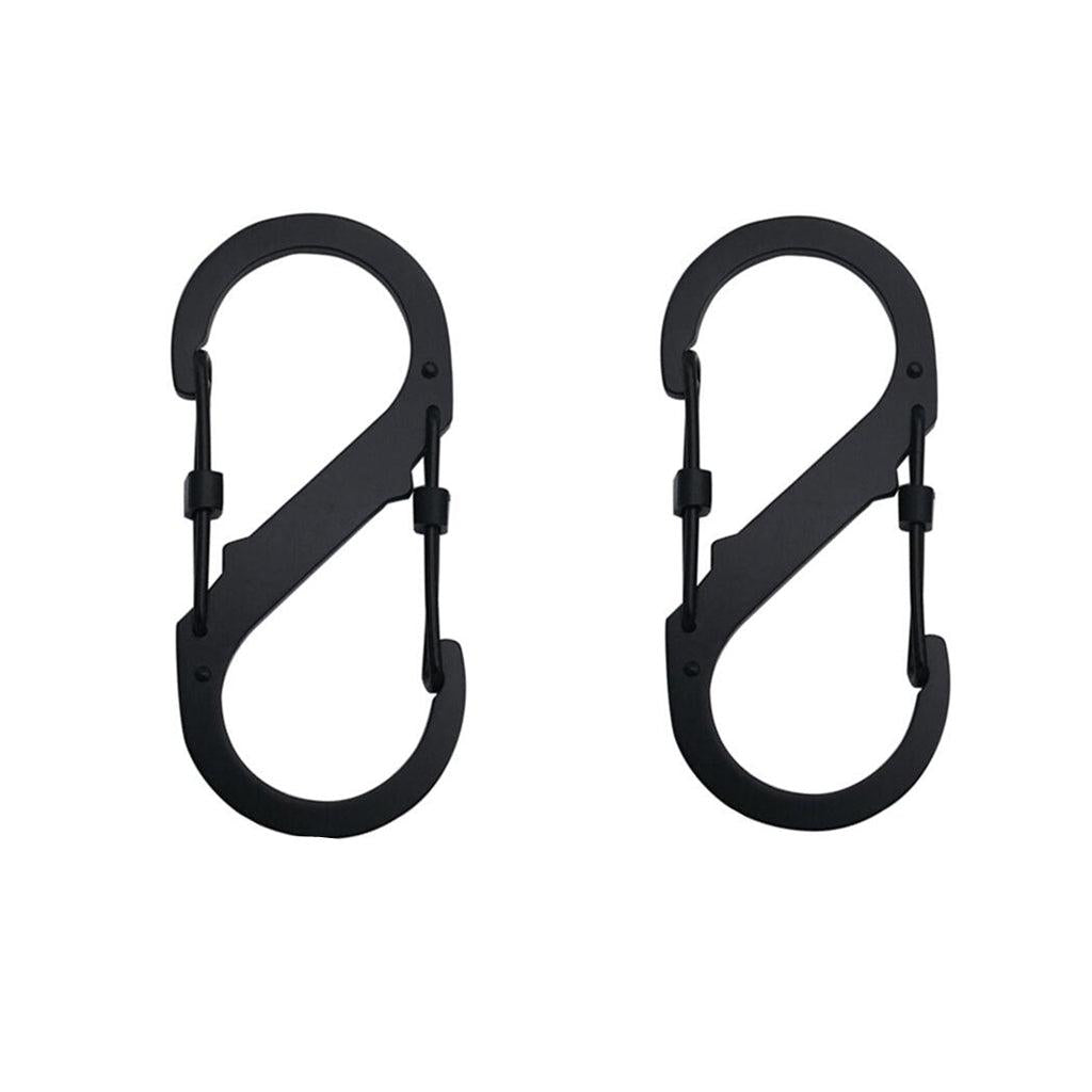 Stainless Steel S Carabiner Set for Camping (2 pcs) black-2pcs by HitMyNeed