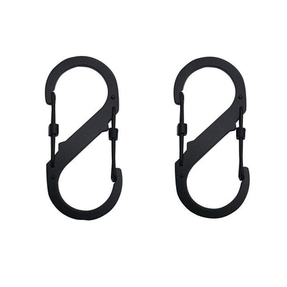 Stainless Steel S Carabiner Set for Camping (2 pcs) black-2pcs by HitMyNeed