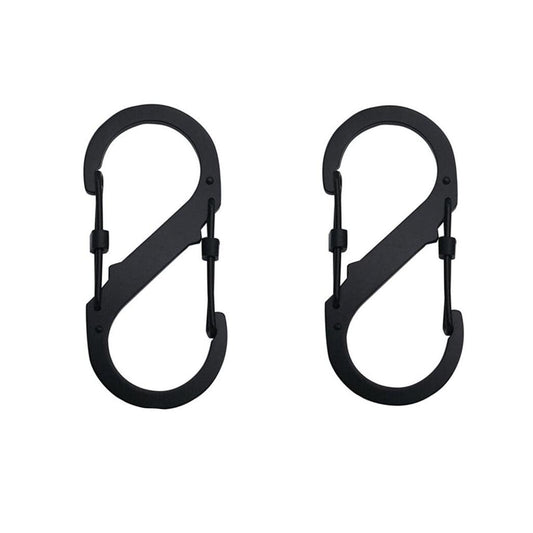 Stainless Steel S Carabiner Set for Camping (2 pcs) black-2pcs by HitMyNeed