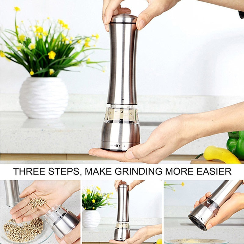 Stainless Steel Salt and Pepper Grinder Set by HitMyNeed