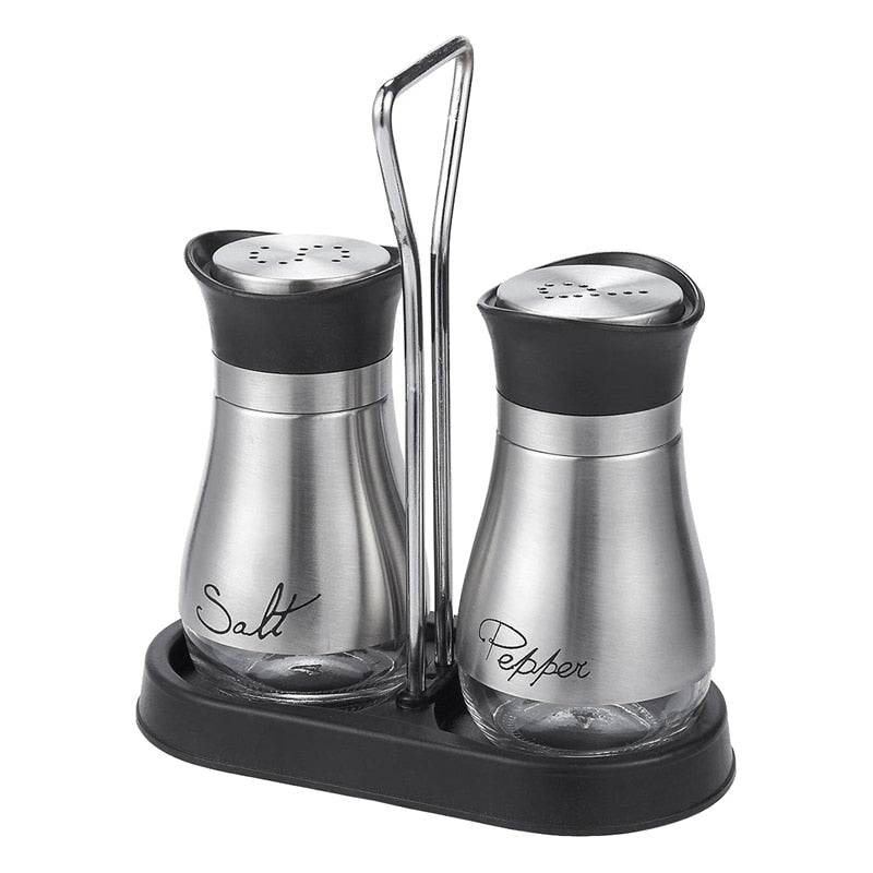 Stainless Steel Salt and Pepper Shaker Set with Stand by HitMyNeed