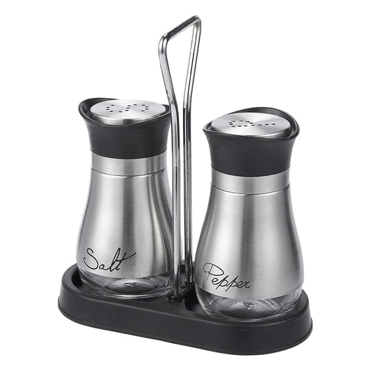 Stainless Steel Salt and Pepper Shaker Set with Stand by HitMyNeed