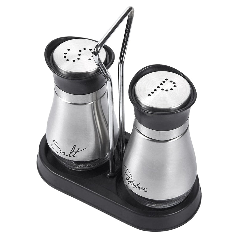 Stainless Steel Salt and Pepper Shaker Set with Stand by HitMyNeed