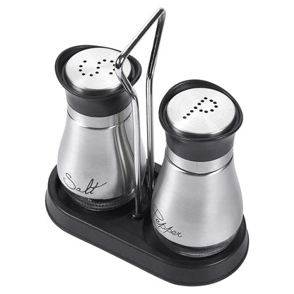 Stainless Steel Salt and Pepper Shaker Set with Stand by HitMyNeed