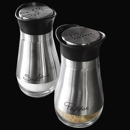 Stainless Steel Salt and Pepper Shaker Set with Stand by HitMyNeed