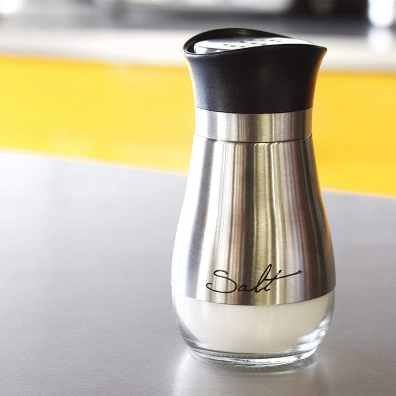 Stainless Steel Salt and Pepper Shaker Set with Stand by HitMyNeed