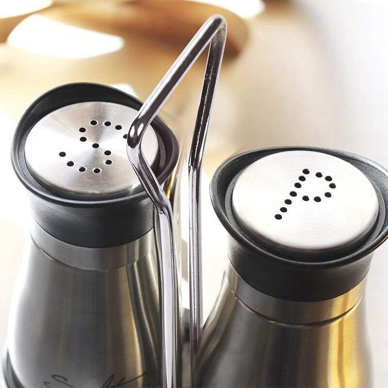 Stainless Steel Salt and Pepper Shaker Set with Stand by HitMyNeed
