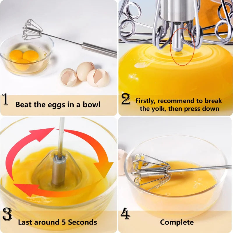 Stainless Steel Semi-Automatic Hand Whisk Mixer by HitMyNeed